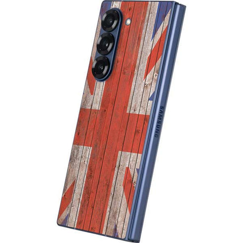 United Kingdom Flag Dark Wood Galaxy Z Fold6 Skin