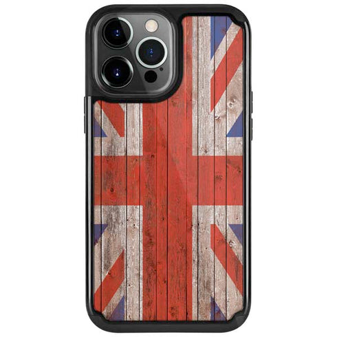 United Kingdom Flag Dark Wood iPhone Cases