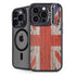 United Kingdom Flag Dark Wood iPhone 14 Pro Kickstand Case