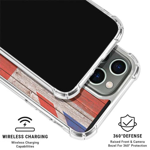 United Kingdom Flag Dark Wood iPhone 16 Pro Clear Case