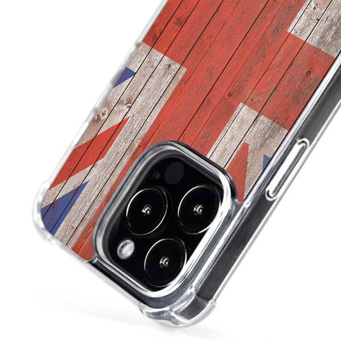 United Kingdom Flag Dark Wood iPhone 16 Pro MagSafe Case