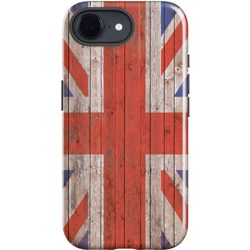 United Kingdom Flag Dark Wood iPhone 16e Impact Case
