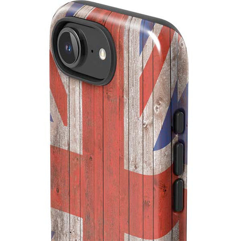 United Kingdom Flag Dark Wood iPhone 16e Impact Case