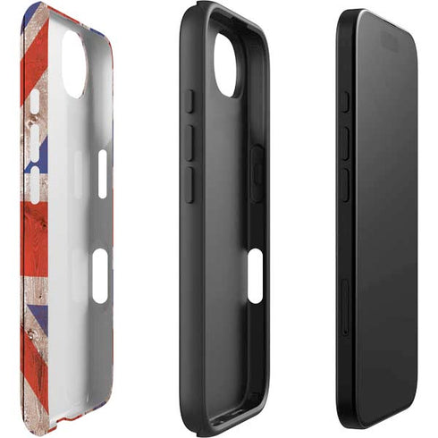 United Kingdom Flag Dark Wood iPhone 16e Impact Case
