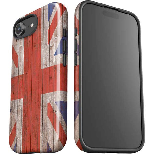 United Kingdom Flag Dark Wood iPhone 16e Impact Case