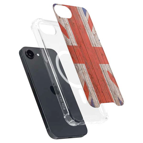 United Kingdom Flag Dark Wood iPhone 16e MagSafe Case
