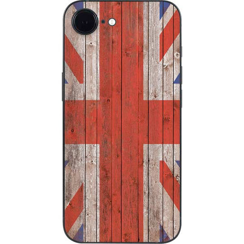 United Kingdom Flag Dark Wood iPhone 16e Skin