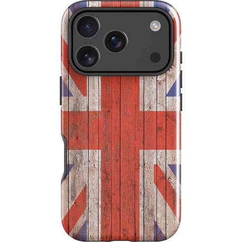 United Kingdom Flag Dark Wood iPhone 18 Pro Impact Case