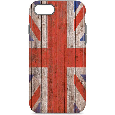 United Kingdom Flag Dark Wood iPhone Cases