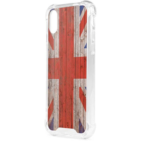 United Kingdom Flag Dark Wood iPhone XS Clear Case