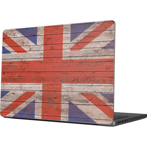 United Kingdom Flag Dark Wood Apple MacBook Pro 14-inch Skin