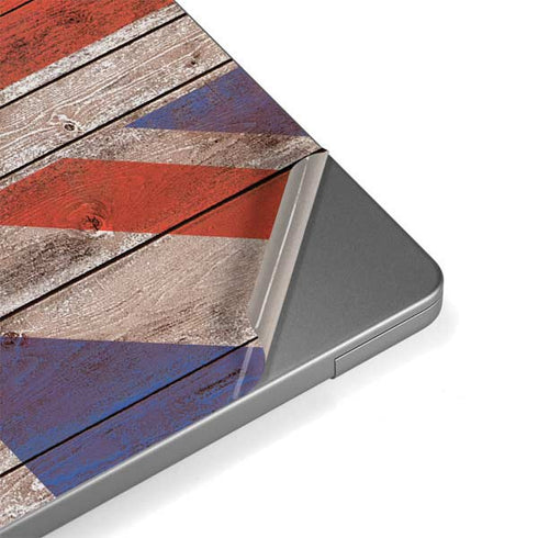 United Kingdom Flag Dark Wood Apple MacBook Pro 14-inch Skin