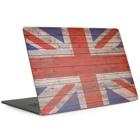 United Kingdom Flag Dark Wood MacBook Skins