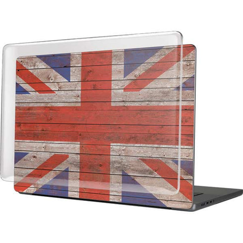 United Kingdom Flag Dark Wood MacBook Cases