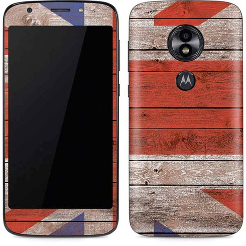 United Kingdom Flag Dark Wood Moto E5 Play Skin