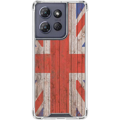 United Kingdom Flag Dark Wood Moto G 5G (2025) Clear Case