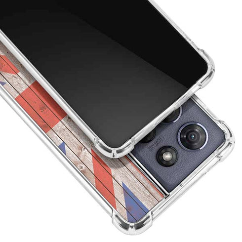 United Kingdom Flag Dark Wood Moto G 5G (2025) Clear Case