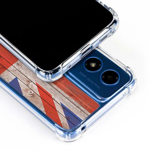 United Kingdom Flag Dark Wood Moto G 5G (2024) Clear Case