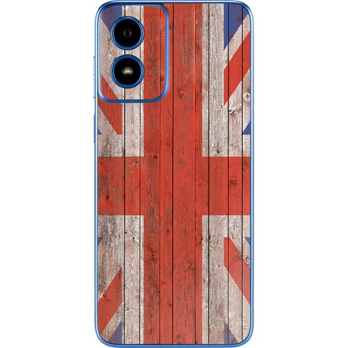 United Kingdom Flag Dark Wood Moto G Play 4G (2024) Skin