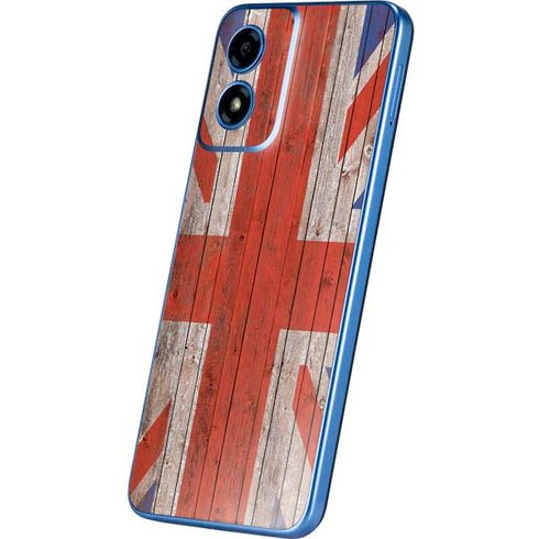 United Kingdom Flag Dark Wood Moto G Play 4G (2024) Skin