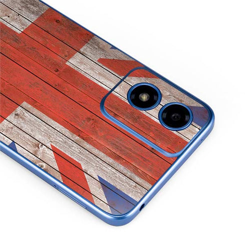United Kingdom Flag Dark Wood Moto G Play 4G (2024) Skin