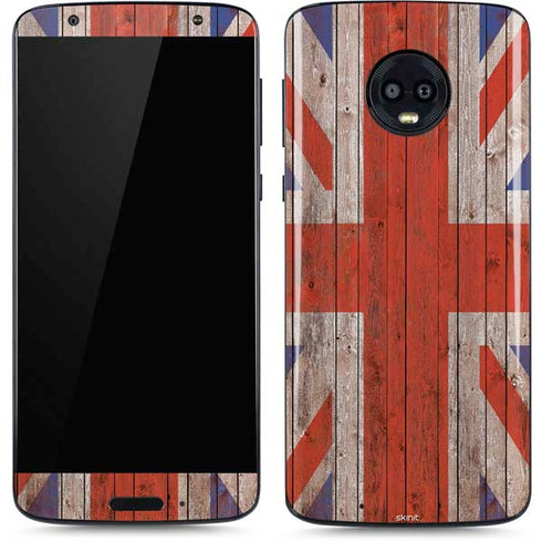 United Kingdom Flag Dark Wood Moto G6 Skin