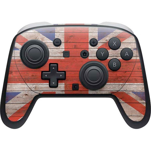 United Kingdom Flag Dark Wood Nintendo Switch 2 (2025) Pro Controller Skin