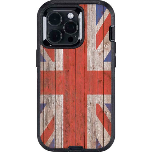 United Kingdom Flag Dark Wood Otterbox Defender iPhone Skin