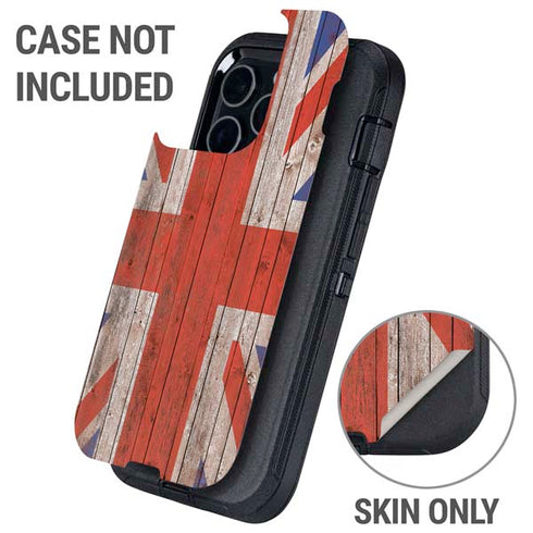 United Kingdom Flag Dark Wood Otterbox Defender iPhone Skin