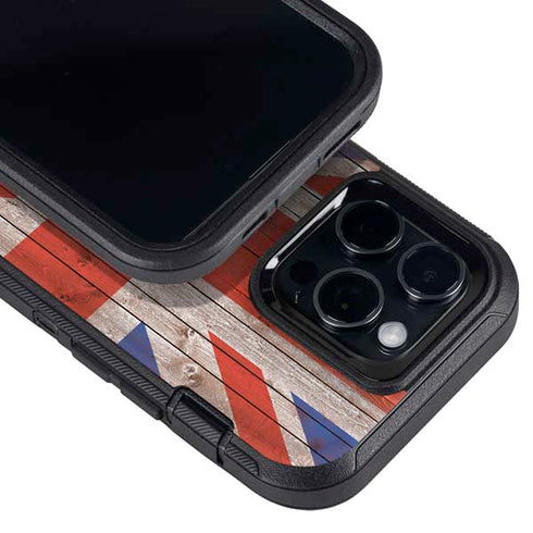 United Kingdom Flag Dark Wood Otterbox Defender iPhone Skin