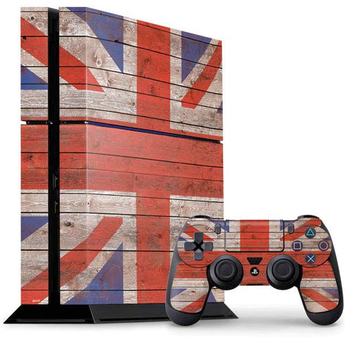 United Kingdom Flag Dark Wood PlayStation PS4 Skins