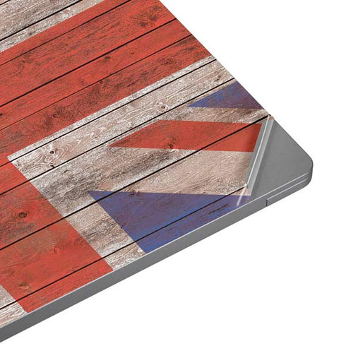 United Kingdom Flag Dark Wood Laptop Skins