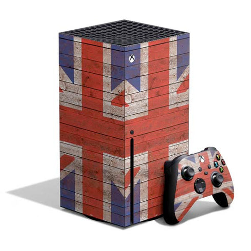 United Kingdom Flag Dark Wood Xbox Series X Skins