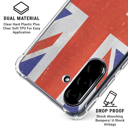 United Kingdom Flag Distressed Galaxy A36 5G Clear Case