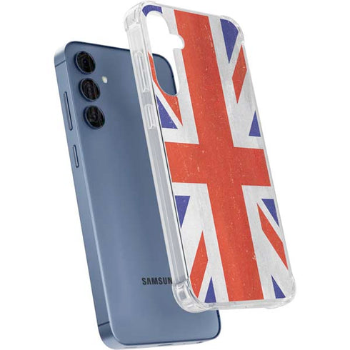 United Kingdom Flag Distressed Galaxy A55 5G Clear Case