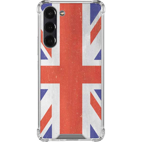 United Kingdom Flag Distressed Galaxy S24 FE Clear Case