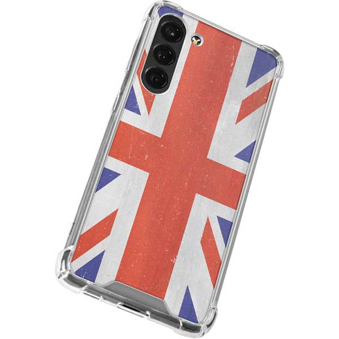 United Kingdom Flag Distressed Galaxy S24 FE Clear Case