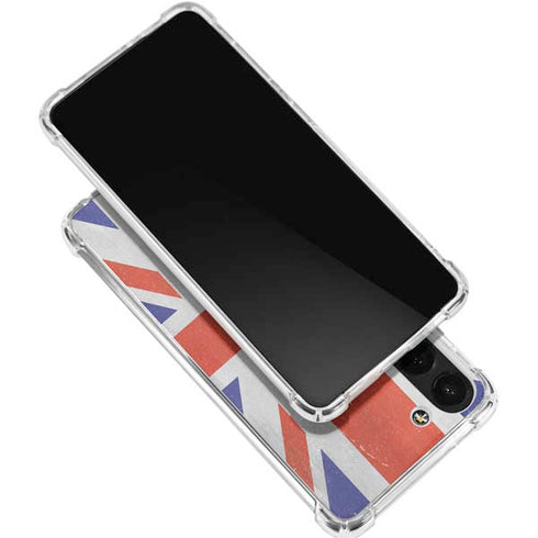 United Kingdom Flag Distressed Galaxy S24 FE Clear Case