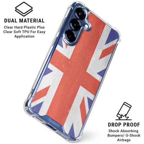 United Kingdom Flag Distressed Galaxy S25 Plus Clear Case