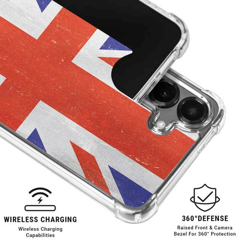 United Kingdom Flag Distressed Galaxy S26 Clear Case