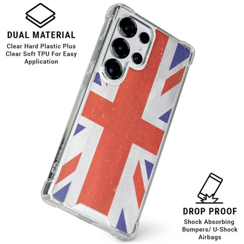 United Kingdom Flag Distressed Galaxy S26 Ultra Clear Case