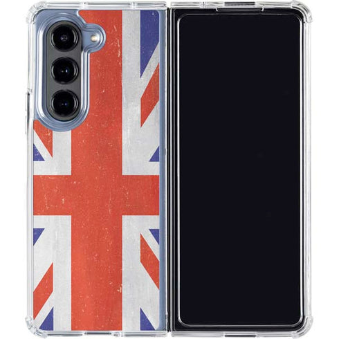 United Kingdom Flag Distressed Galaxy Z Fold5 5G Clear Case