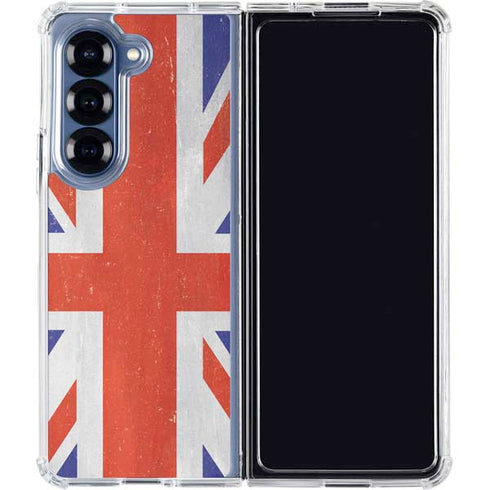 United Kingdom Flag Distressed Galaxy Z Fold6 Clear Case