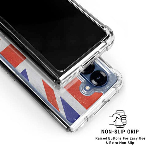 United Kingdom Flag Distressed Galaxy Z Fold6 Clear Case