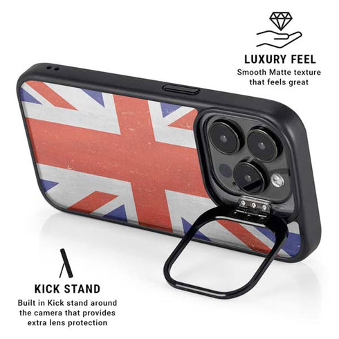 United Kingdom Flag Distressed iPhone 13 Pro Kickstand Case