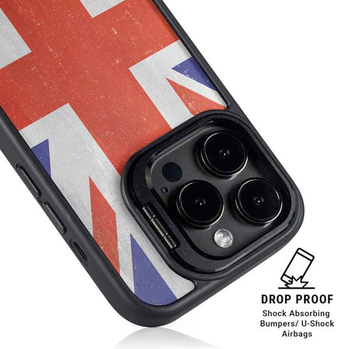 United Kingdom Flag Distressed iPhone 14 Pro Kickstand Case