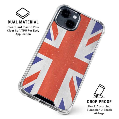United Kingdom Flag Distressed iPhone 15 Clear Case
