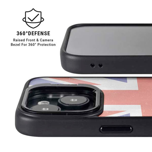 United Kingdom Flag Distressed iPhone 15 Kickstand Case