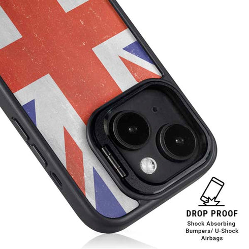 United Kingdom Flag Distressed iPhone 15 Plus Kickstand Case