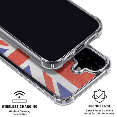 United Kingdom Flag Distressed iPhone 16 Clear Case
